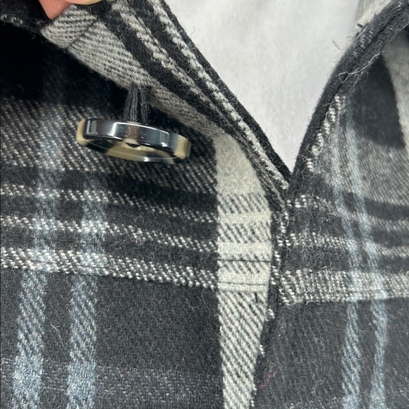 Oakley Women's Coat Wool Button-up Jacket Plaid Gingham Black Gray Size Small - Picture 8 of 13